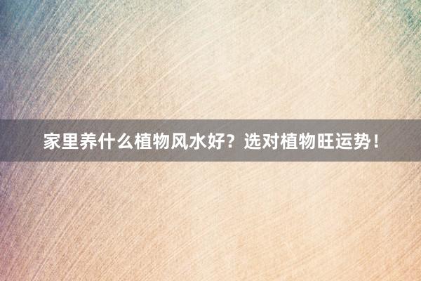 家里养什么植物风水好？选对植物旺运势！
